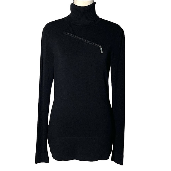 Cache Black Turtle Neck Sweater w/ Zipper Details | Size XS - Picture 2 of 11